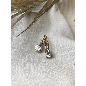 Sky Jewelry Серебряные Серьги в позолоте с фианитами   Сияй