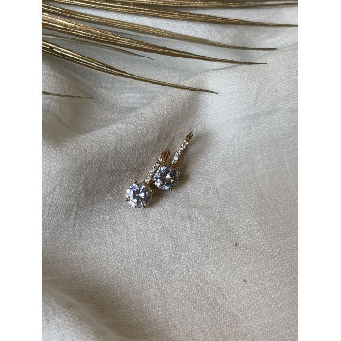 Sky Jewelry Серебряные Серьги в позолоте с фианитами   Сияй