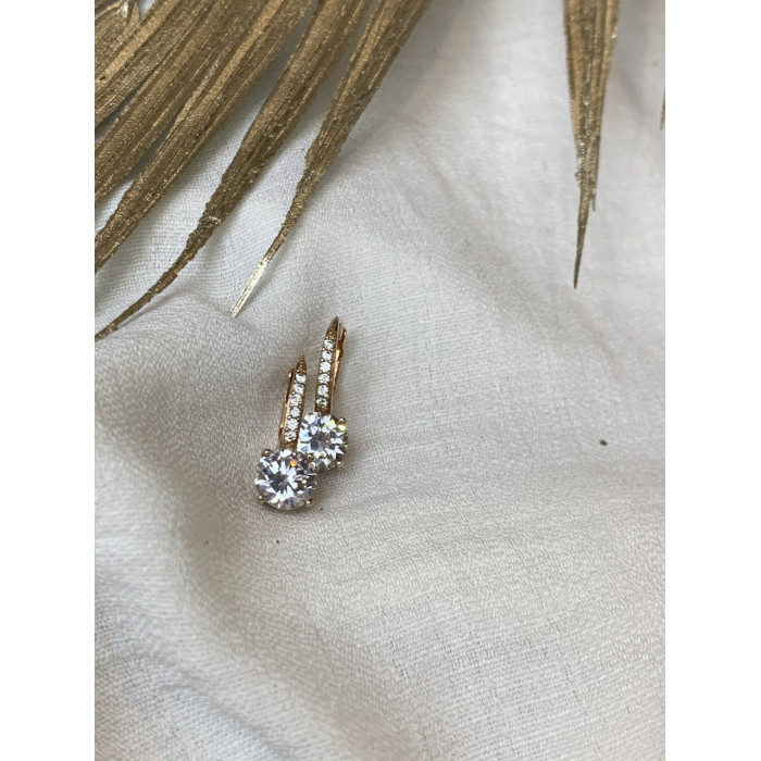 Sky Jewelry Серебряные Серьги в позолоте с фианитами   Сияй