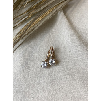 Sky Jewelry Серебряные Серьги в позолоте с фианитами   Сияй