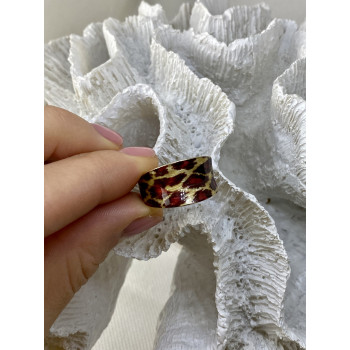 Sky Jewelry Кольцо из серебра в позолоте с эмалью Леопардовый принт