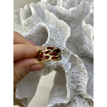 Sky Jewelry Кольцо из серебра в позолоте с эмалью Леопардовый принт