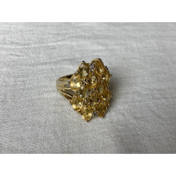 Sky Jewelry Серебряное кольцо в позолоте с желтым турмалином и бриллиантами