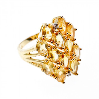 Sky Jewelry Серебряное кольцо в позолоте с желтым турмалином и бриллиантами