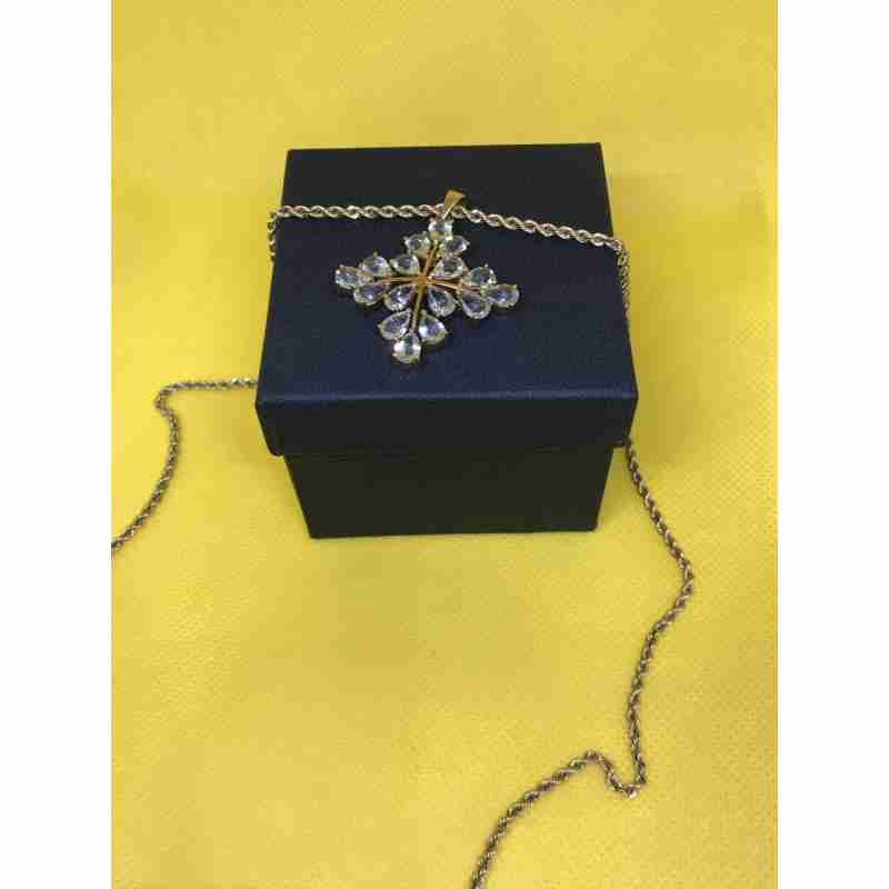 Sky Jewelry Кулон снежинка и цепочка (серебро в позолоте)