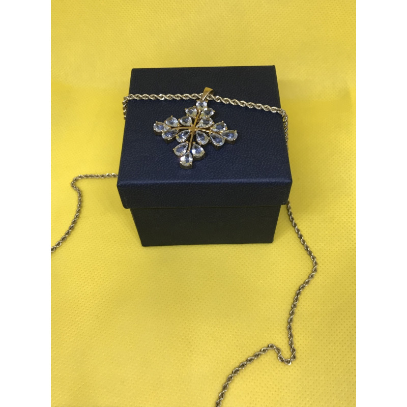 Sky Jewelry Кулон снежинка и цепочка (серебро в позолоте)