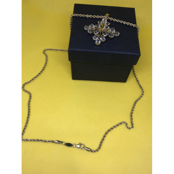 Sky Jewelry Кулон снежинка и цепочка (серебро в позолоте)