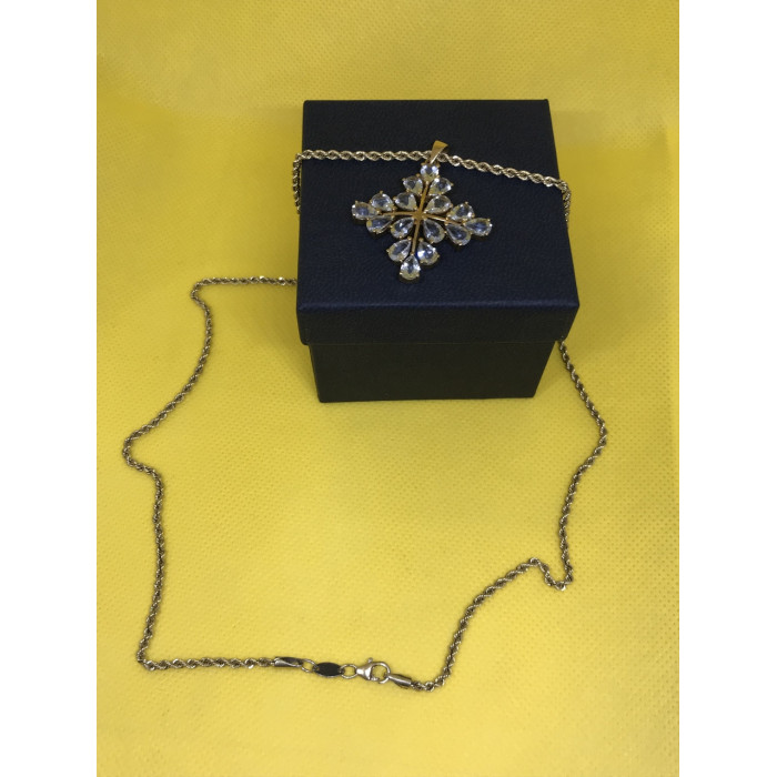 Sky Jewelry Кулон снежинка и цепочка (серебро в позолоте)