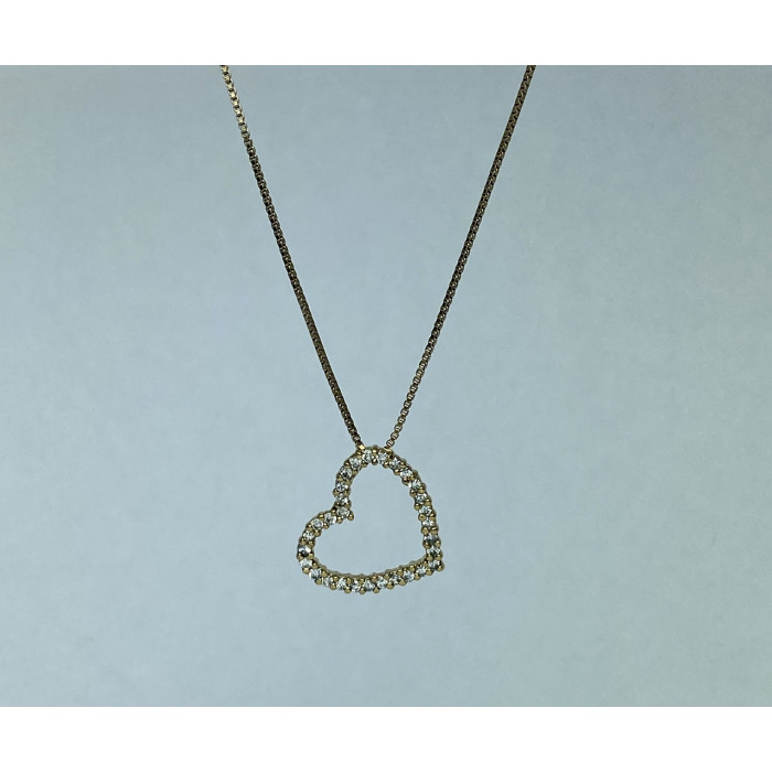 Sky Jewelry Серебряная цепочка с кулоном в позолоте фианиты  Сердце