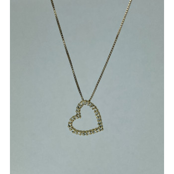 Sky Jewelry Серебряная цепочка с кулоном в позолоте фианиты  Сердце