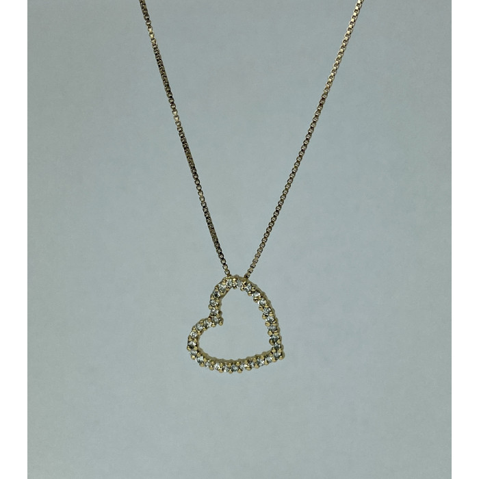 Sky Jewelry Серебряная цепочка с кулоном в позолоте фианиты  Сердце