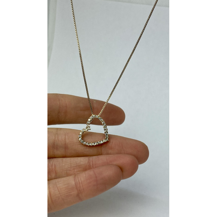 Sky Jewelry Серебряная цепочка с кулоном в позолоте фианиты  Сердце