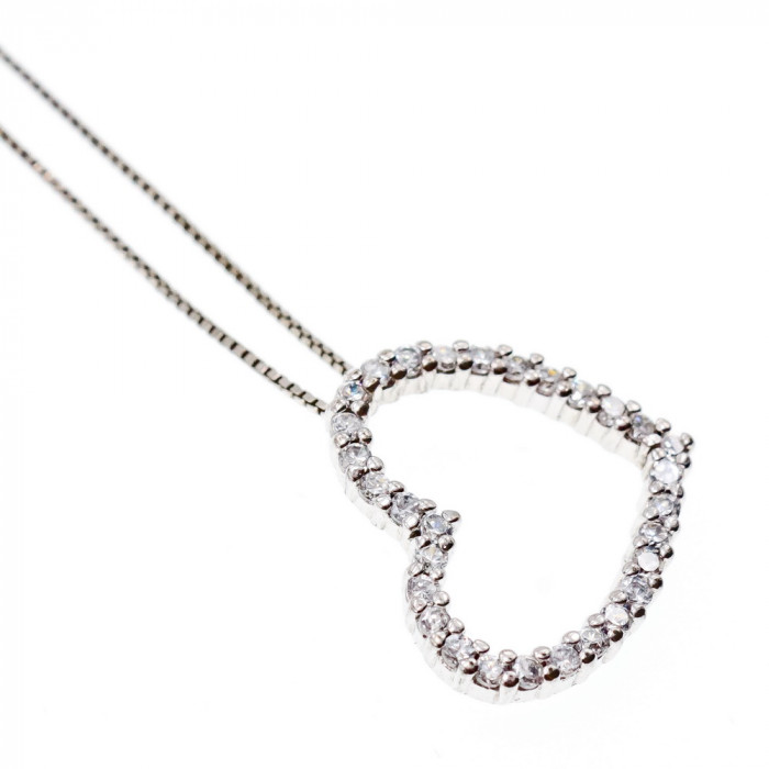 Sky Jewelry Серебряная цепочка с кулоном в позолоте фианиты  Сердце