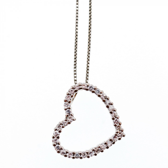 Sky Jewelry Серебряная цепочка с кулоном в позолоте фианиты  Сердце