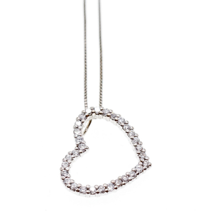 Sky Jewelry Серебряная цепочка с кулоном в позолоте фианиты  Сердце