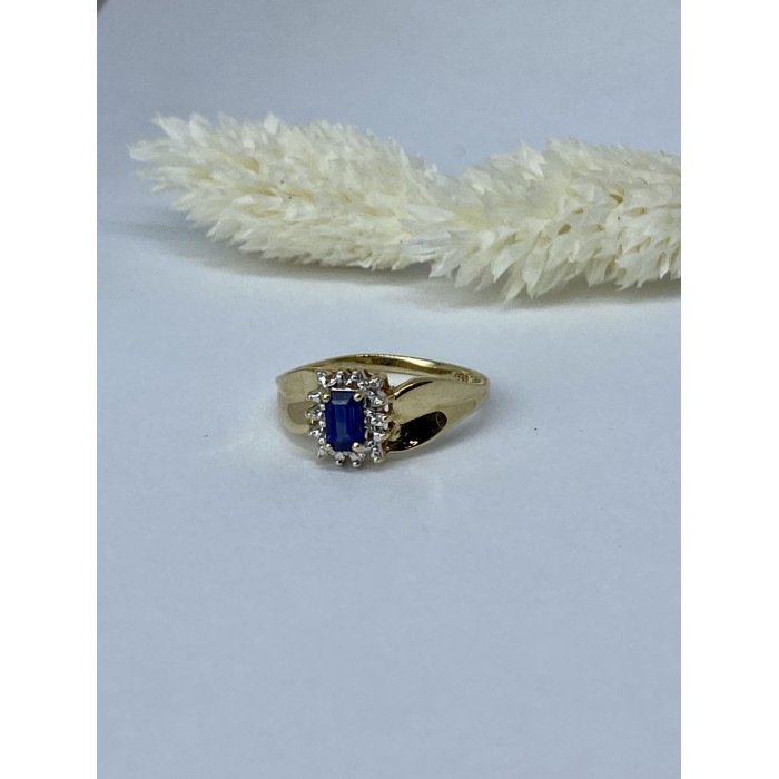 Sky Jewelry Золотое кольцо с сапфирами и бриллиантами   Сапфировая сказка