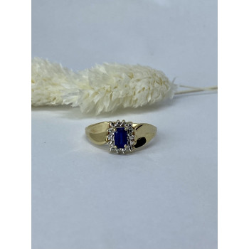 Sky Jewelry Золотое кольцо с сапфирами и бриллиантами   Сапфировая сказка