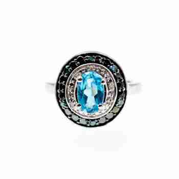 Sky Jewelry Серебряное кольцо с аквамарином и камнями шпинель   Наслаждение