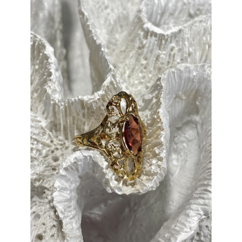 Sky Jewelry Серебряное кольцо в позолоте с альмандином  Ажур