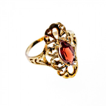 Sky Jewelry Серебряное кольцо в позолоте с альмандином  Ажур