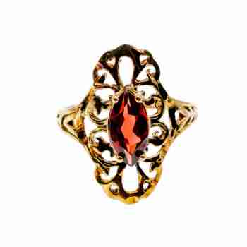 Sky Jewelry Серебряное кольцо в позолоте с альмандином  Ажур