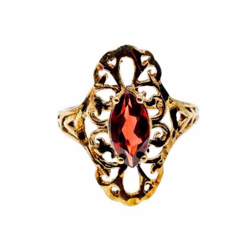 Sky Jewelry Серебряное кольцо в позолоте с альмандином  Ажур