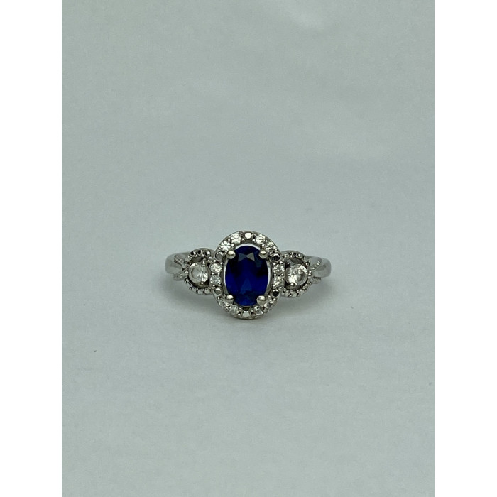 Sky Jewelry Серебряное кольцо с синим и белым сапфиром   Снежная Королева