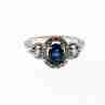 Sky Jewelry Серебряное кольцо с синим и белым сапфиром   Снежная Королева