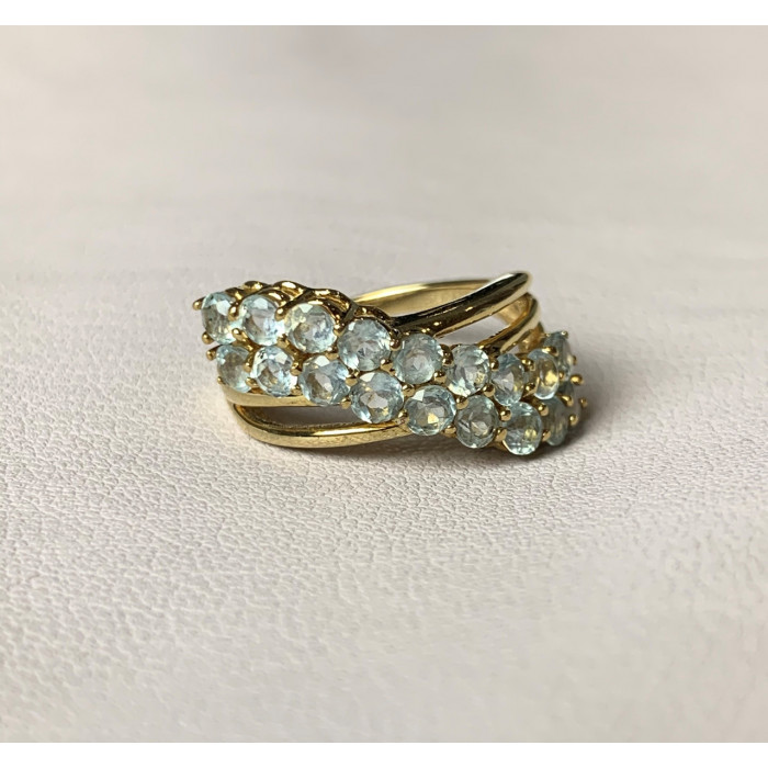 Sky Jewelry Серебряное кольцо в позолоте с топазами  Океан