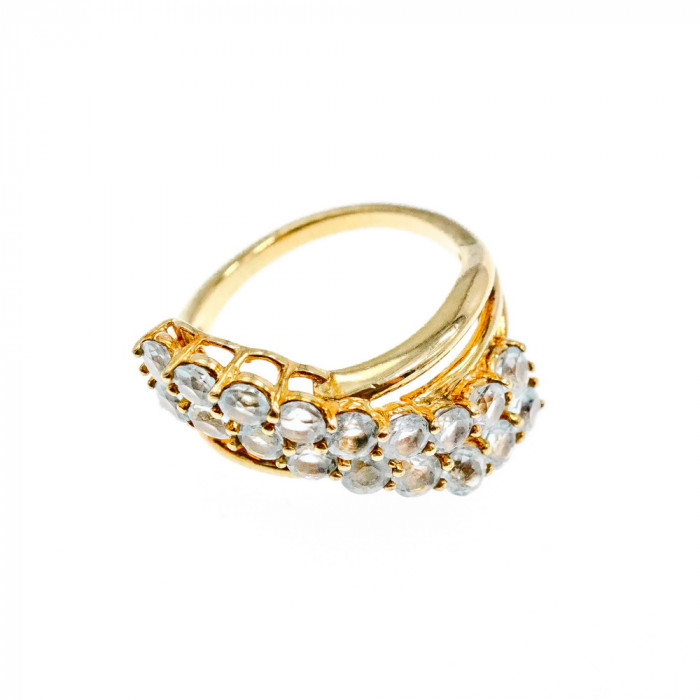 Sky Jewelry Серебряное кольцо в позолоте с топазами  Океан