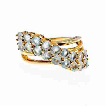 Sky Jewelry Серебряное кольцо в позолоте с топазами  Океан