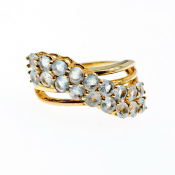 Sky Jewelry Серебряное кольцо в позолоте с топазами  Океан