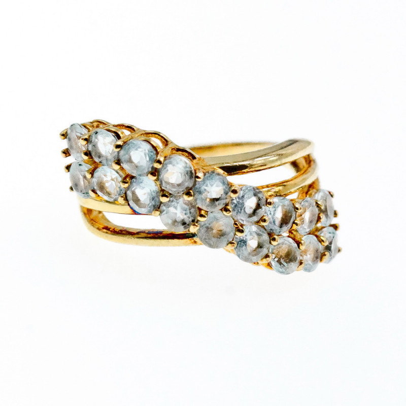 Sky Jewelry Серебряное кольцо в позолоте с топазами  Океан