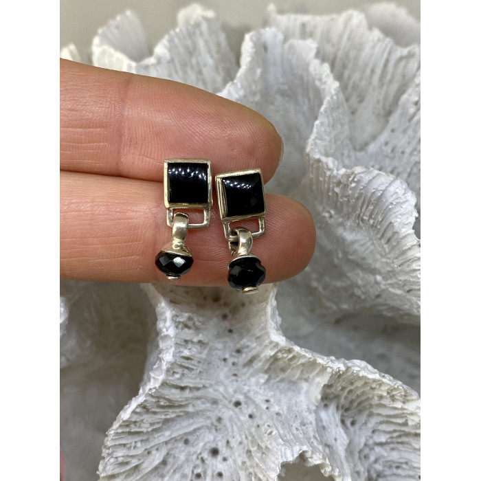 Sky Jewelry Серебряные серьги с нефритом  Винтаж