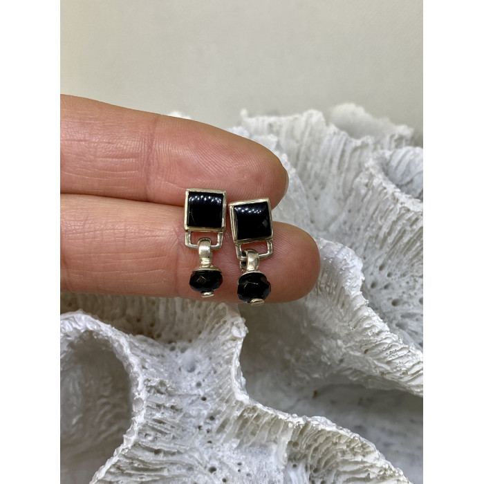 Sky Jewelry Серебряные серьги с нефритом  Винтаж