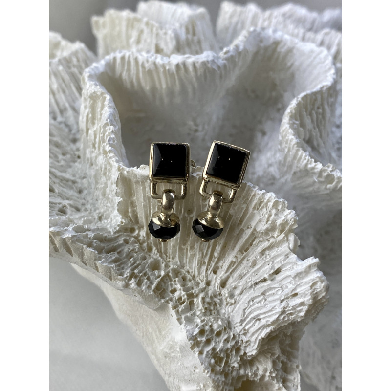 Sky Jewelry Серебряные серьги с нефритом  Винтаж