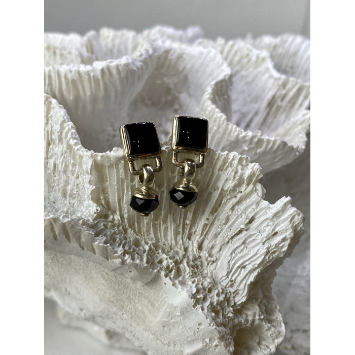 Sky Jewelry Серебряные серьги с нефритом  Винтаж