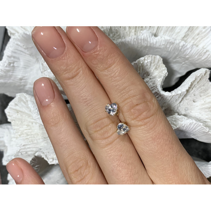 Sky Jewelry Золотые серьги с фианитом Сердце
