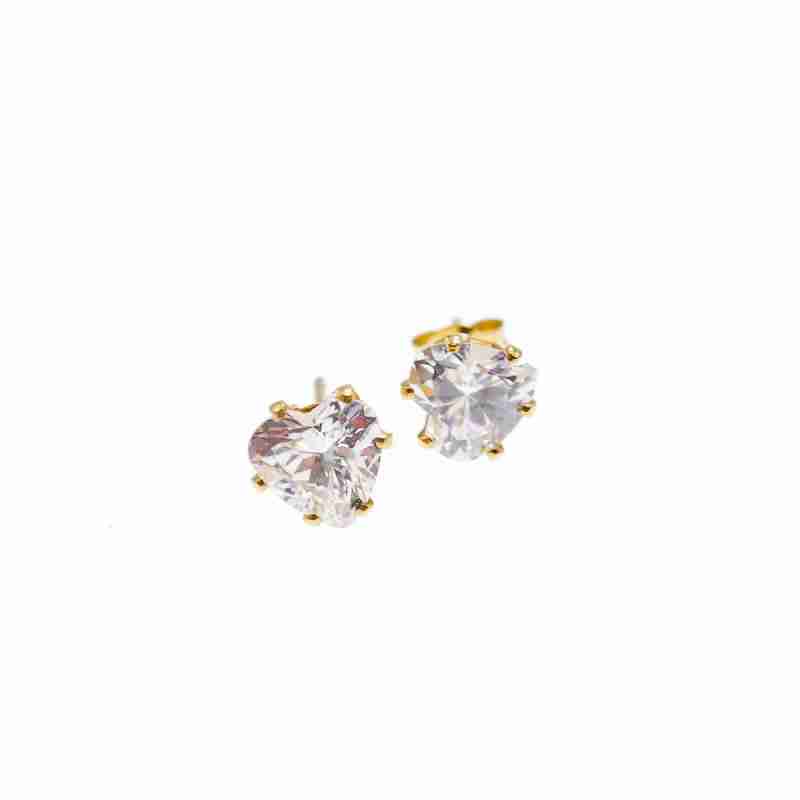 Sky Jewelry Золотые серьги с фианитом Сердце