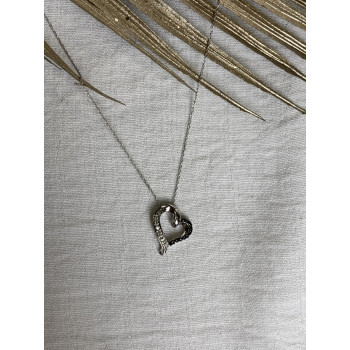 Sky Jewelry Золотая цепочка с кулоном белые и черные бриллианты   Сердце