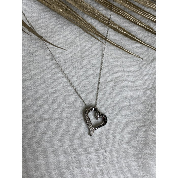 Sky Jewelry Золотая цепочка с кулоном белые и черные бриллианты   Сердце