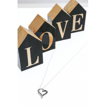 Sky Jewelry Золотая цепочка с кулоном белые и черные бриллианты   Сердце