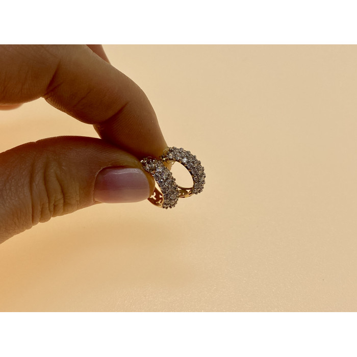 Sky Jewelry Золотые серьги с фианитами  Обаяние