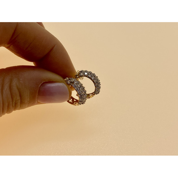 Sky Jewelry Золотые серьги с фианитами  Обаяние