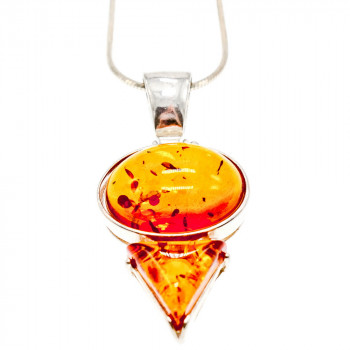 Sky Jewelry Серебряная цепочка с кулоном янтарь