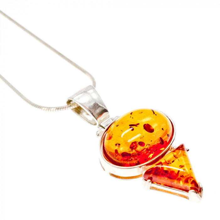 Sky Jewelry Серебряная цепочка с кулоном янтарь