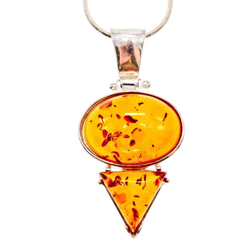 Sky Jewelry Серебряная цепочка с кулоном янтарь