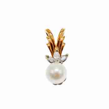 Sky Jewelry Золотой кулон с жемчугом и сапфиром Желание