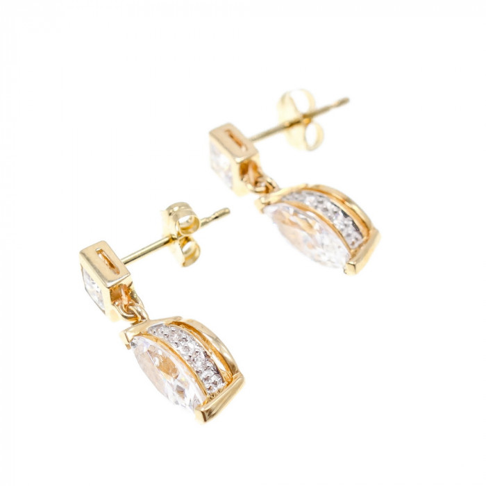Sky Jewelry Золотые серьги с фианитами Маленькая Радость 