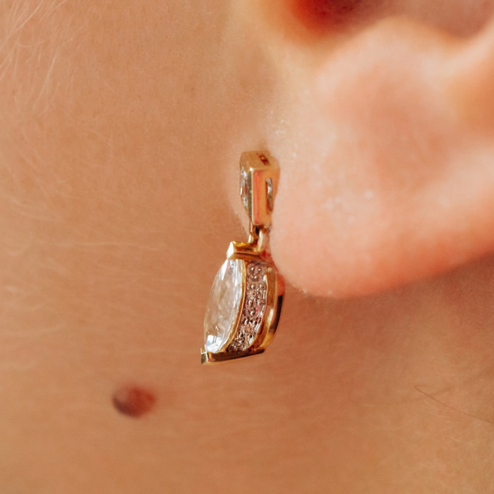 Sky Jewelry Золотые серьги с фианитами Маленькая Радость 